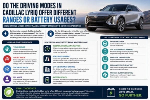 Do the Driving Modes in Cadillac Lyriq Offer Different Ranges or Battery Usages?