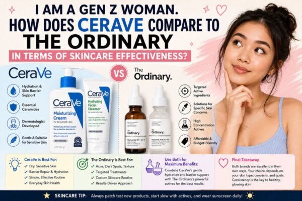 I Am a Gen Z Woman. How Does CeraVe Compare to The Ordinary in Terms of Skincare Effectiveness?